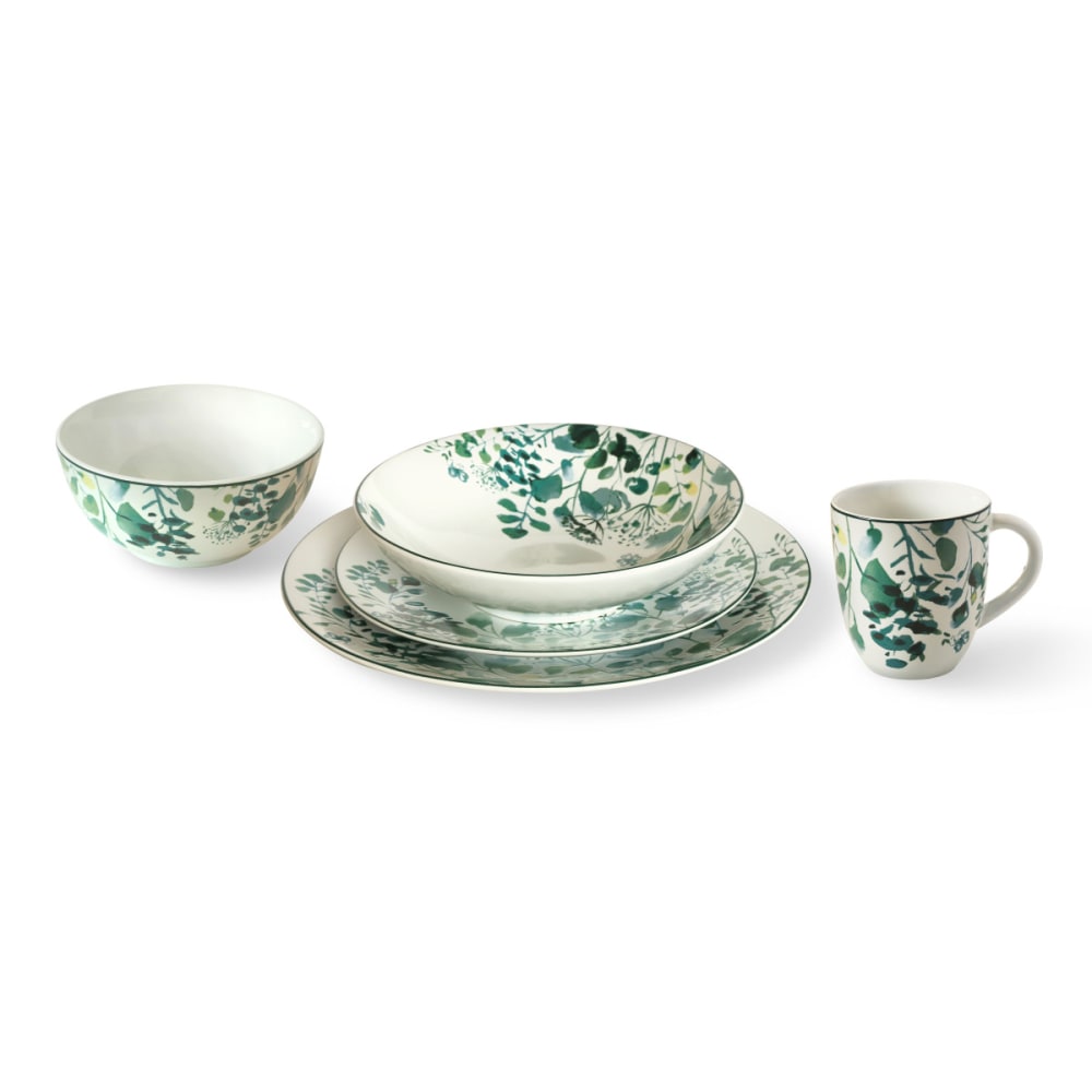 Mug (x6) gres blanco/verde