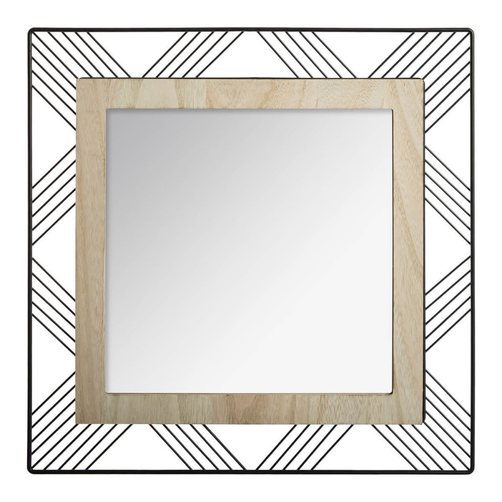 Miroir carré métal et MDF 45x45cm - Maisons du Monde