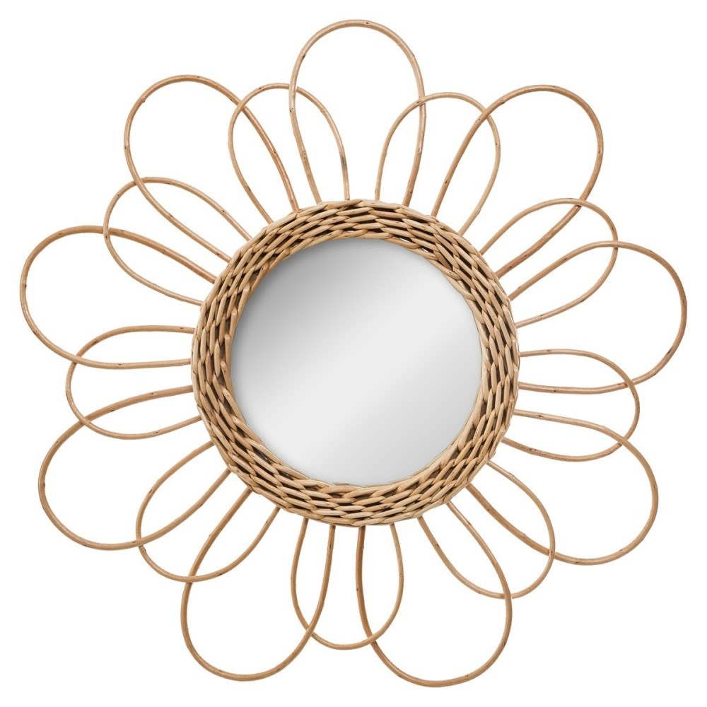Miroir en rotin fleur D38cm