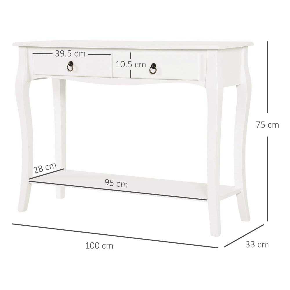 Consolle moderno con 2 cassetti casa bianco - Homcom