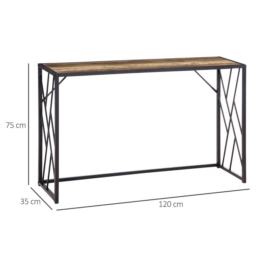 Mobile consolle stile industriale 120x35x75cm acciaio e legno -