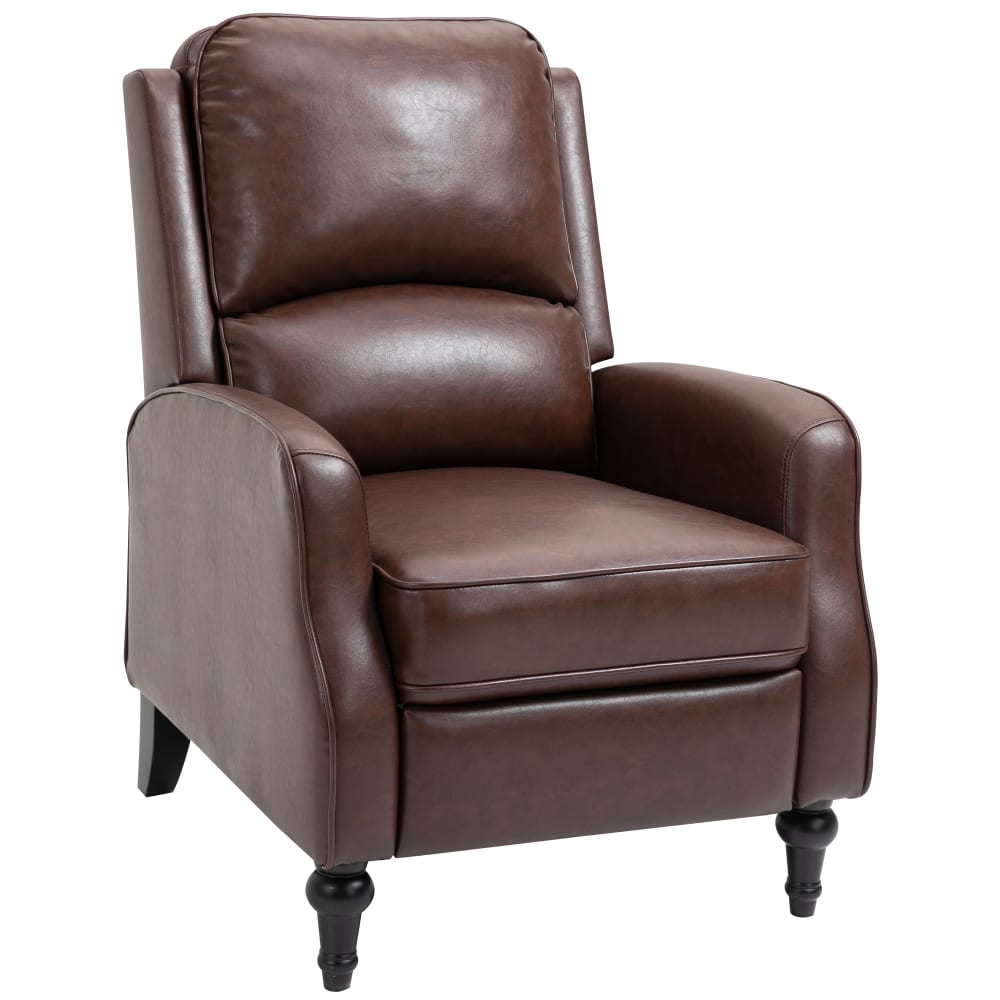 Poltrona relax reclinabile 90° e 150° manuale in pelle marrone -