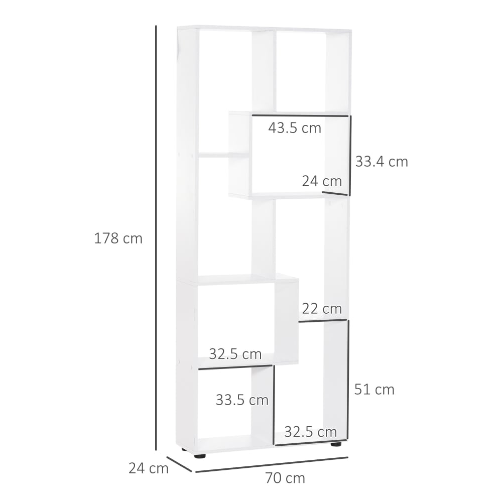 Libreria moderna 8 ripiani in legno casa e ufficio 70x24x178cm -