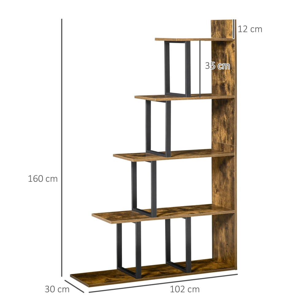 Libreria antiribaltamento stile industriale vintage marrone -