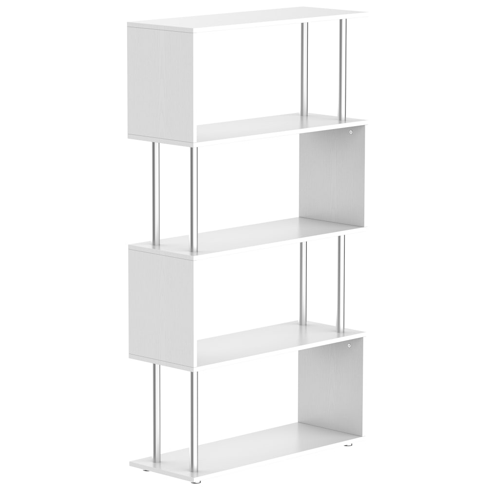 Libreria a 4 ripiani design moderno scaffale metallo bianca -