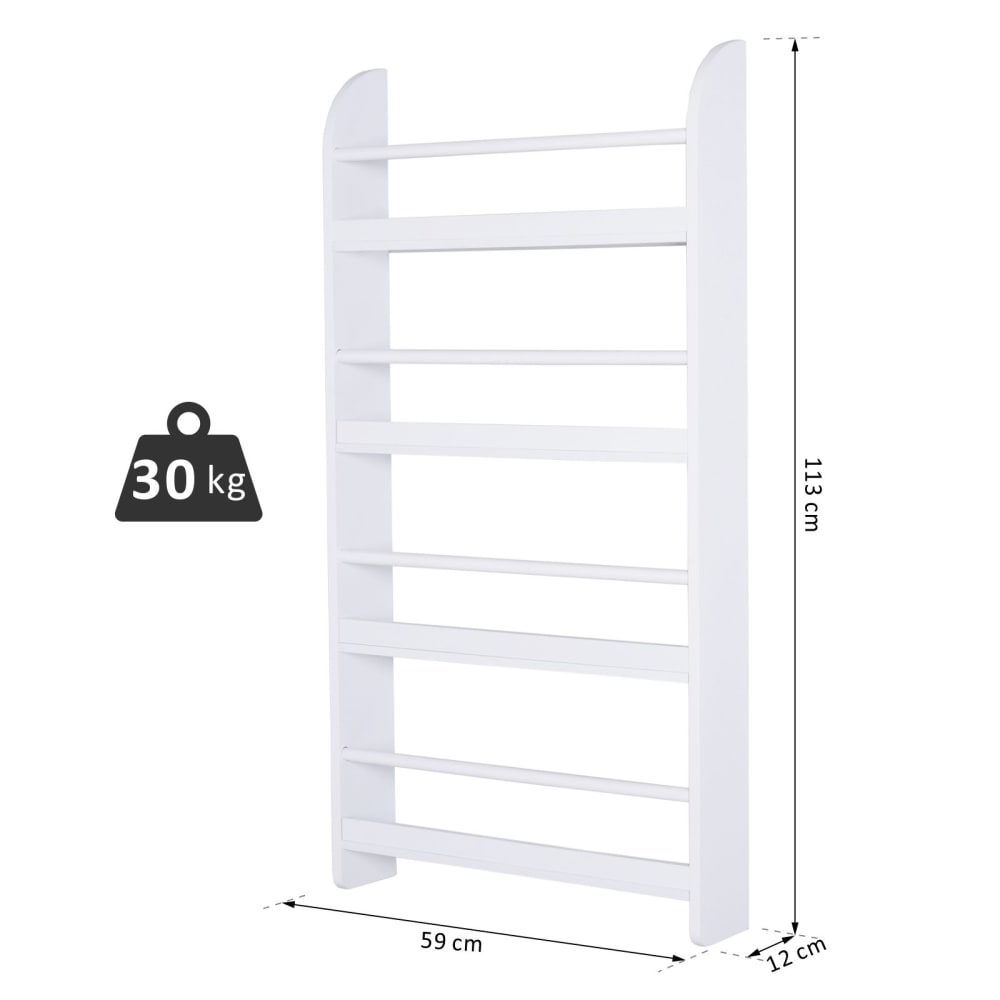 Libreria da parete con 4 ripiani impermeabile bianco - Homcom
