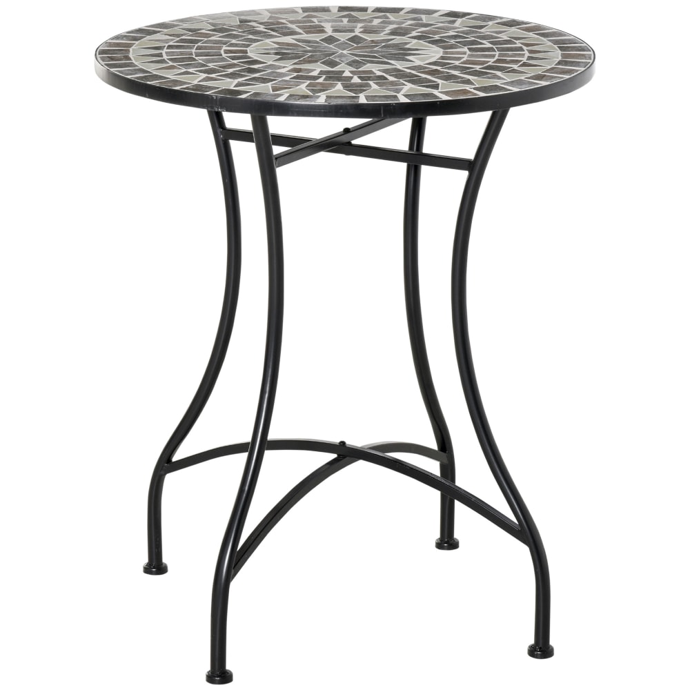 Tavolino da giardino in metallo e ceramica nero - Metallo