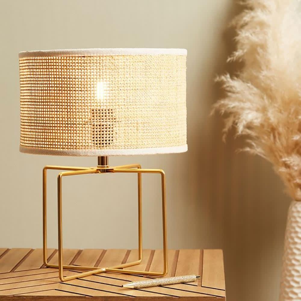 Lampe métal rotin beige - Maisons du Monde