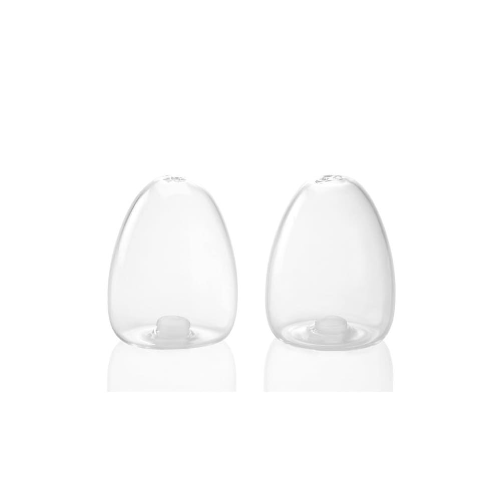 Salière et poivrière design en verre transparent ovoïde