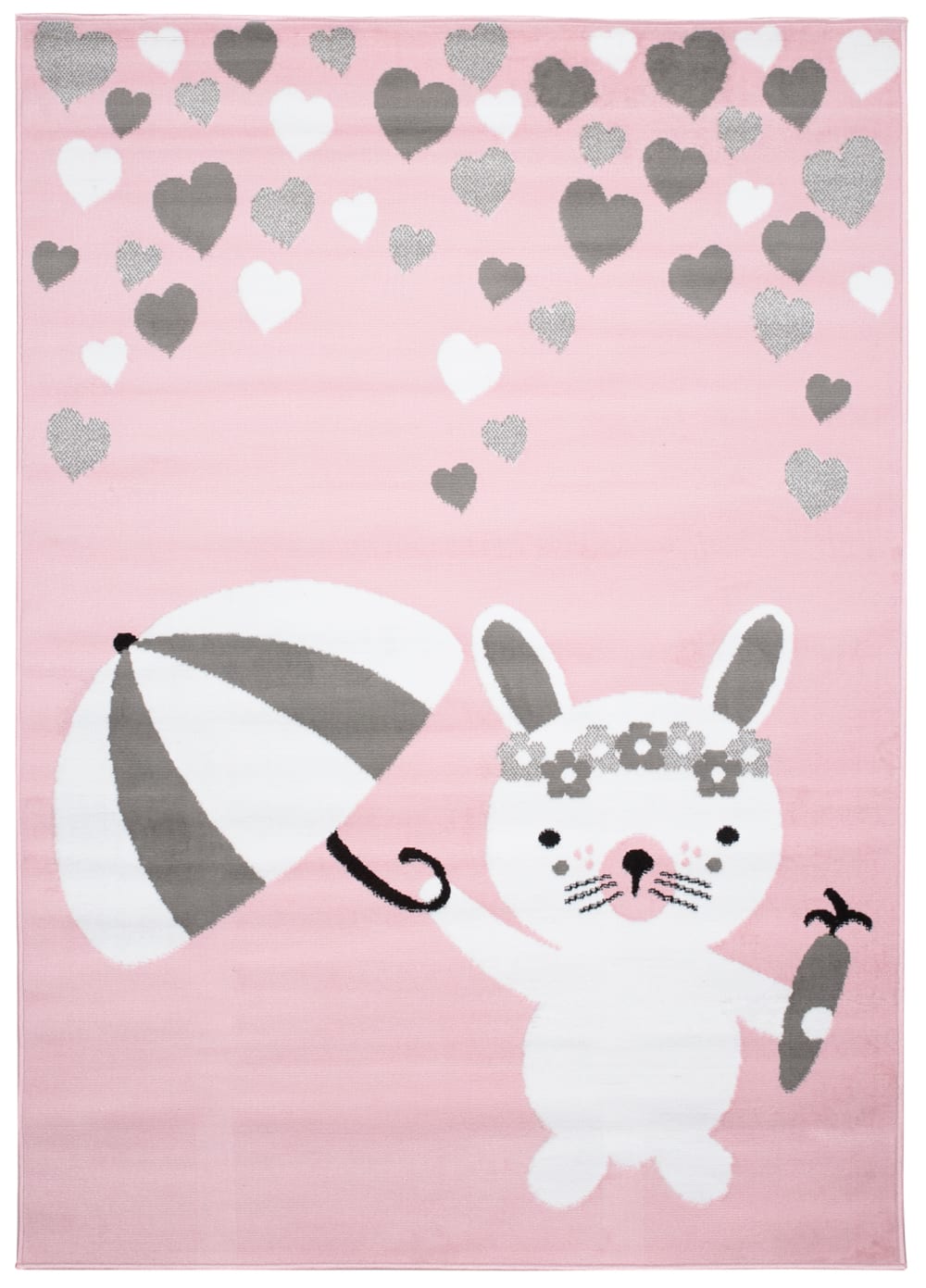 Alfombra para niño rosa gris blanco conejo 80x150cm