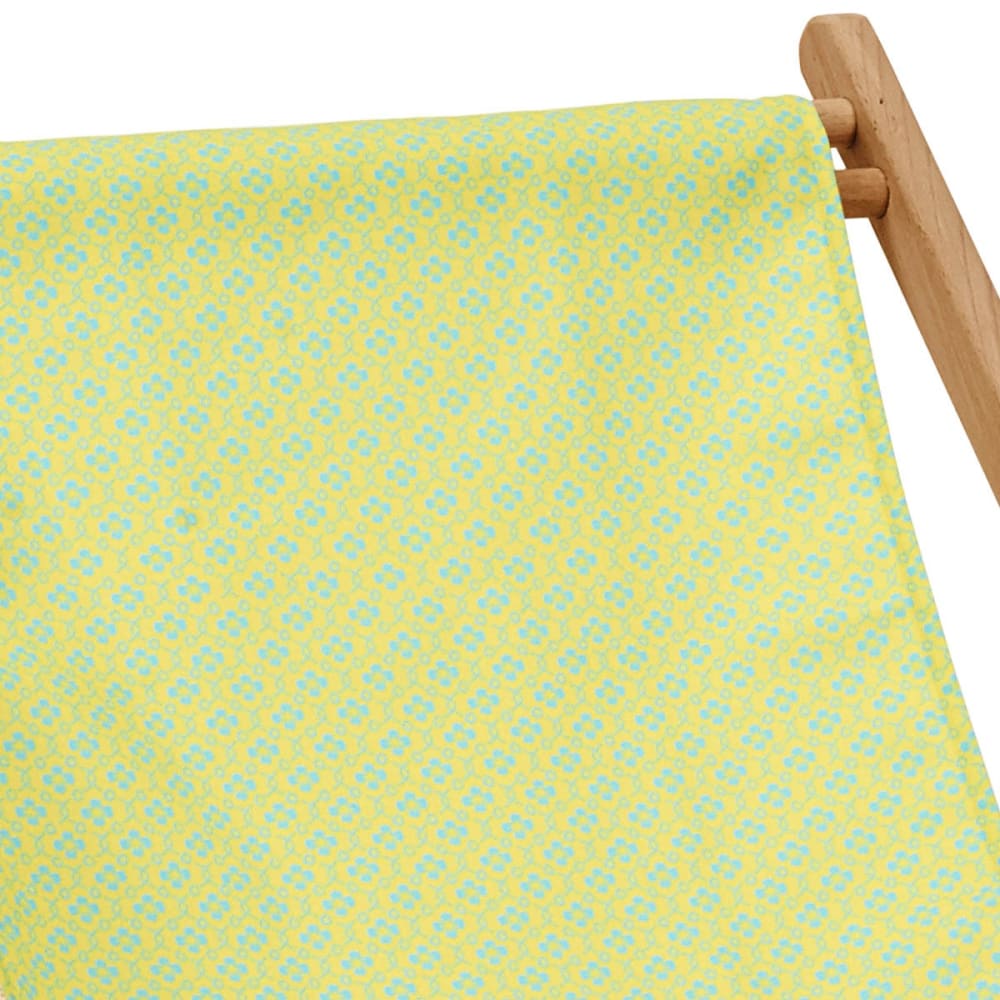 Chilienne en eucalyptus et toile outdoor, motif graphique jaune - Maisons du Monde