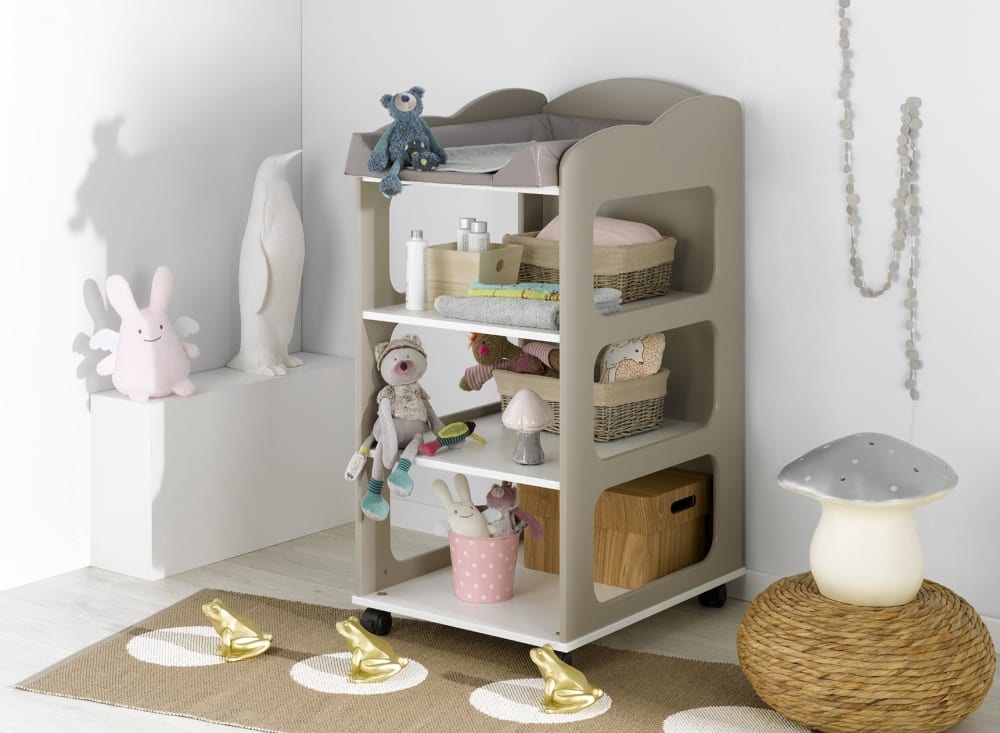 Table à langer bébé blanc et lin (Nateo Concept) - Image 2