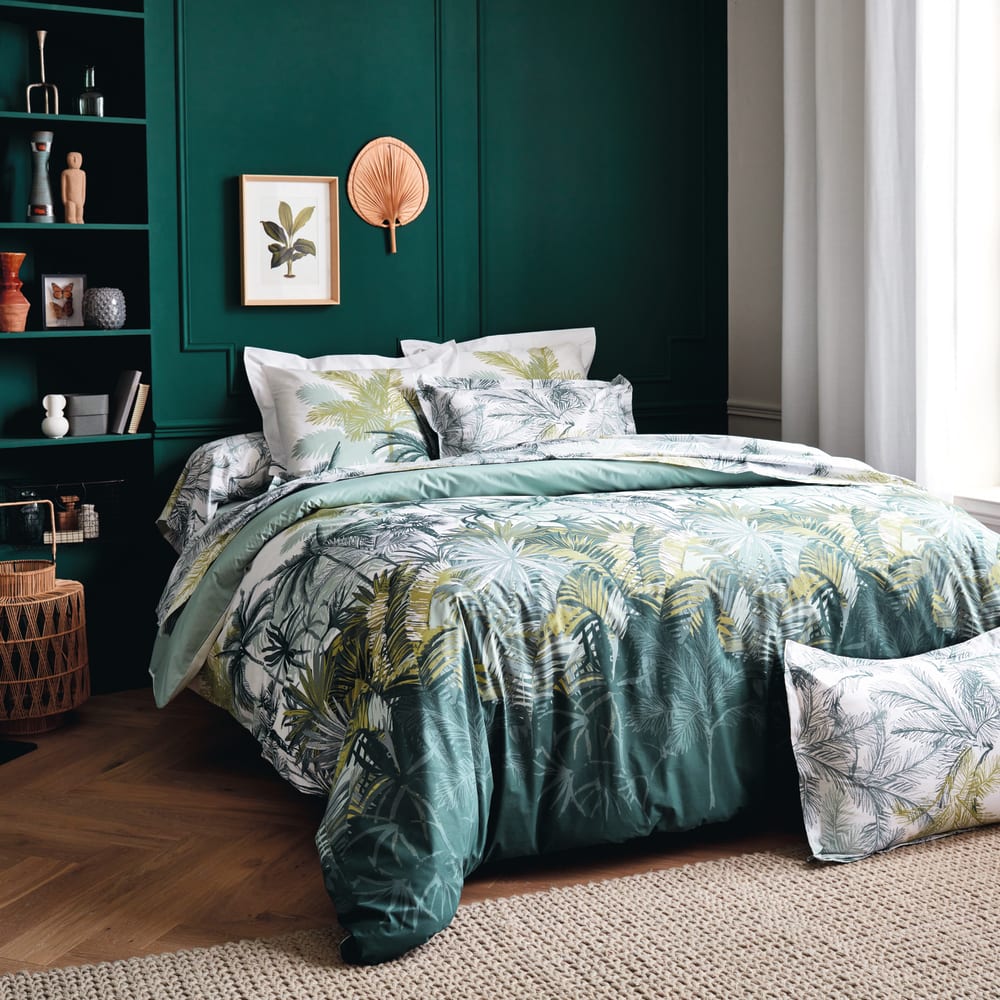 Housse de couette style colonial percale de coton/coton vert 240x220