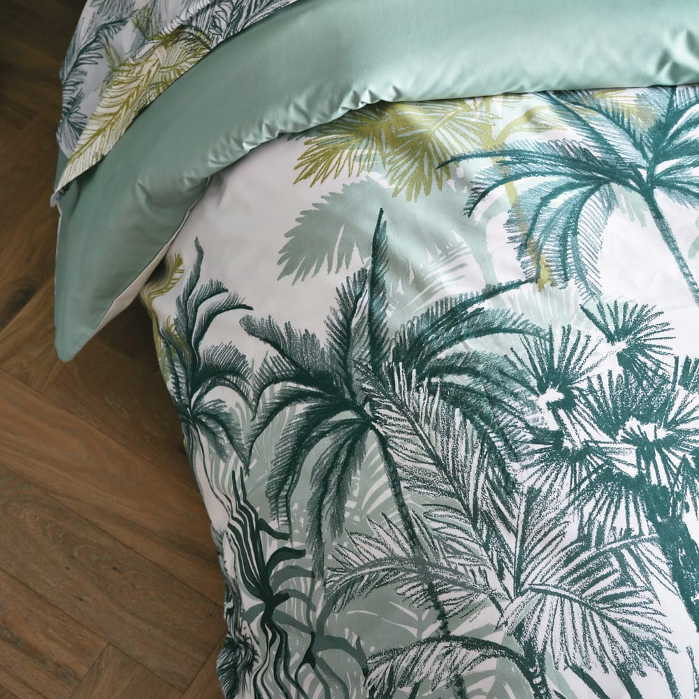 Housse de couette style colonial percale de coton/coton vert 240x220