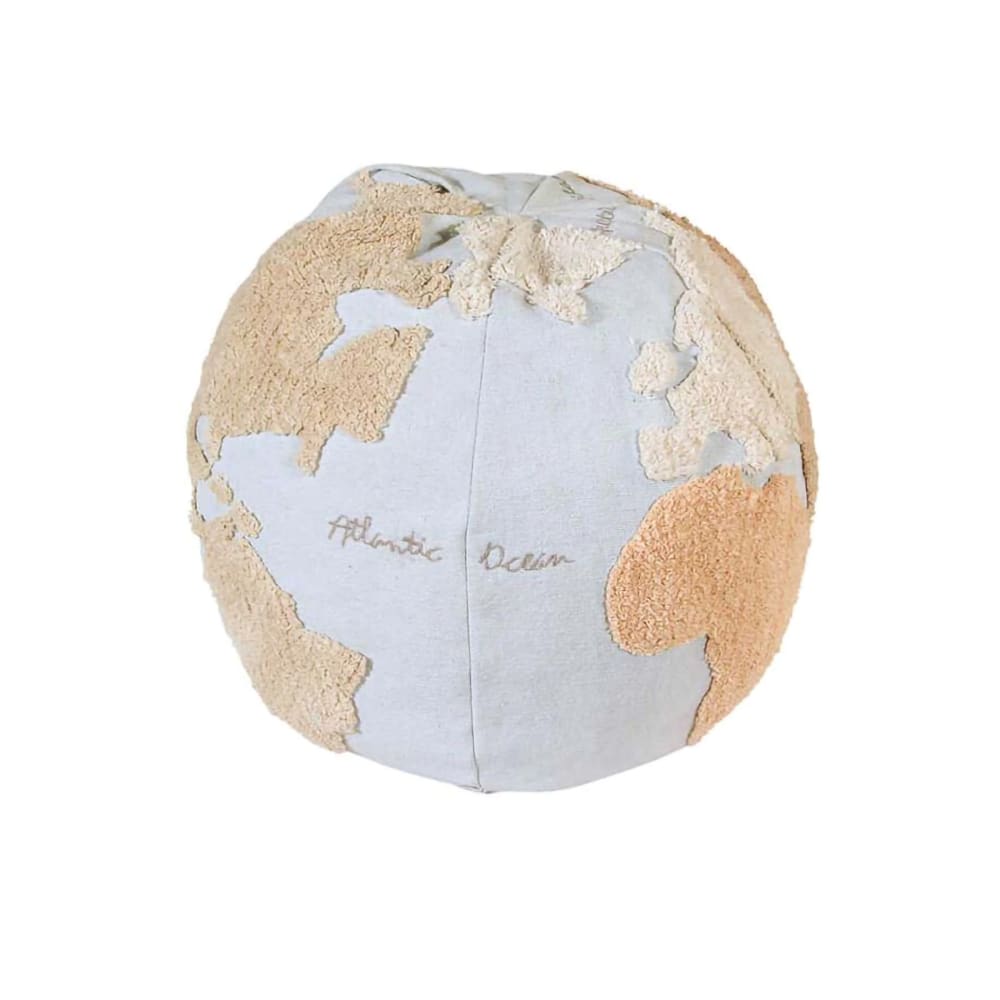 Pouf carte du monde bleu