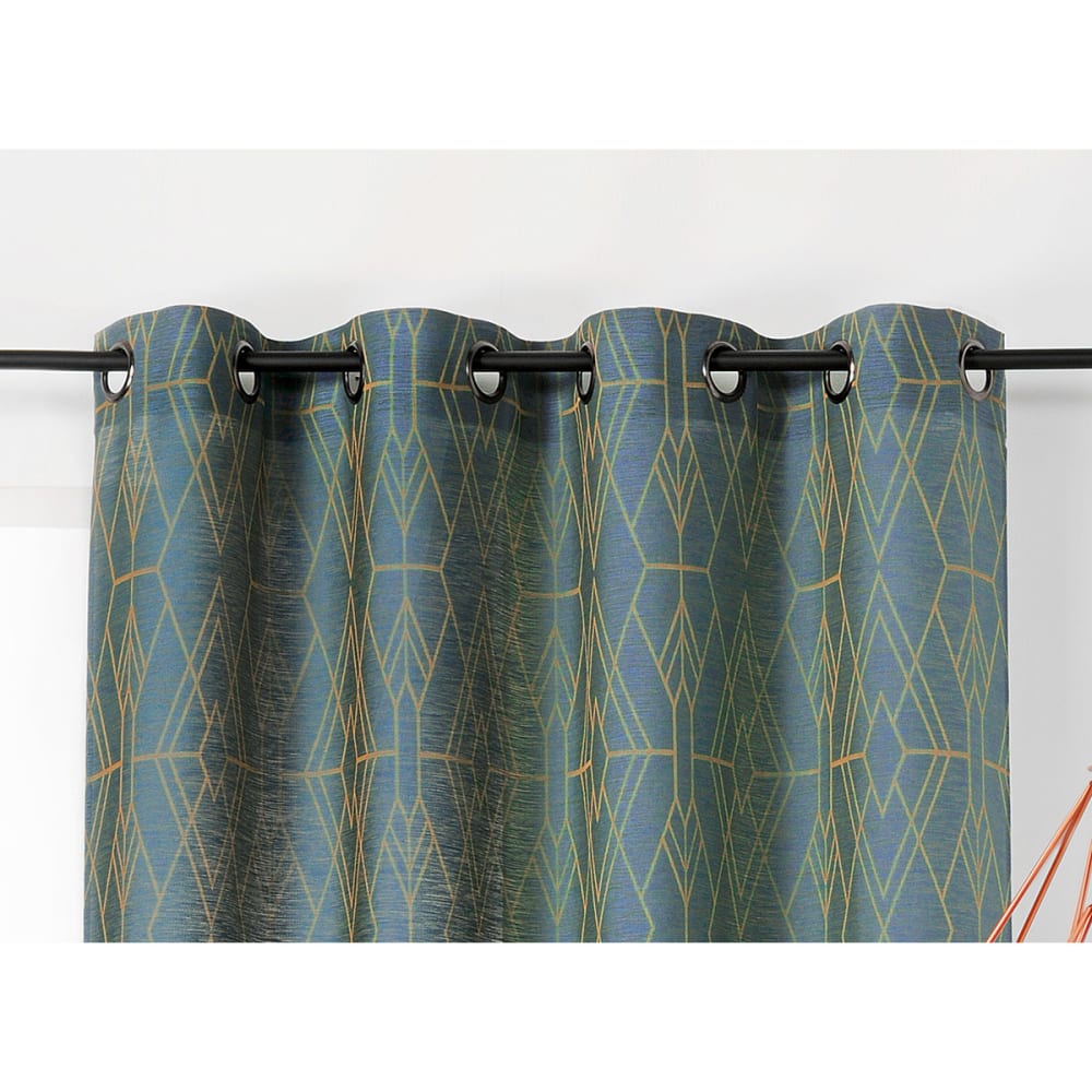 Voilage à tendance géométrique polyester vert olive 140x275 cm - Maisons du Monde