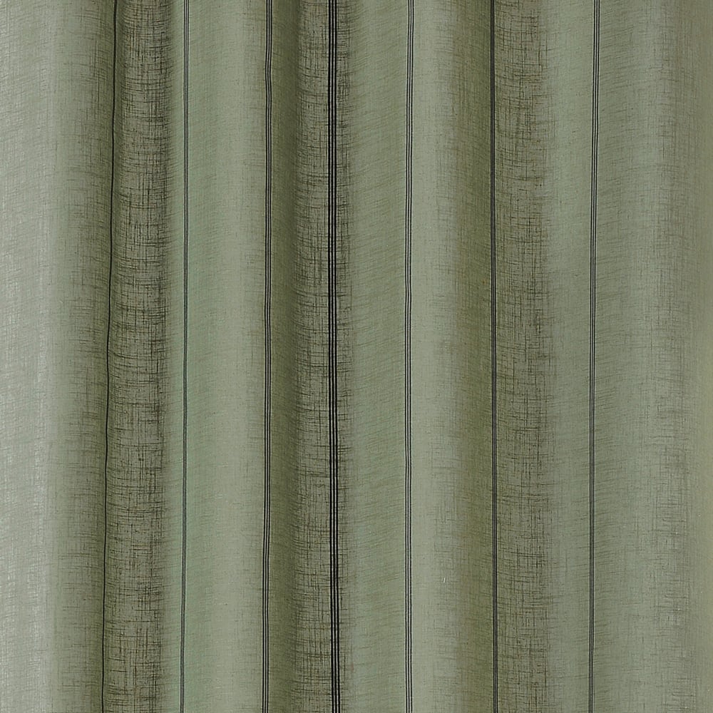 Voilage aux fines rayures noires poly-lin vert 145x260 cm — vue 4