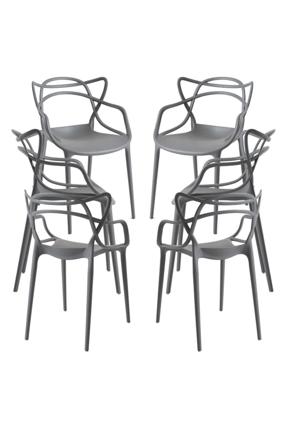 Pack 6 sillas color gris oscuro en polipropileno - Maisons du Monde