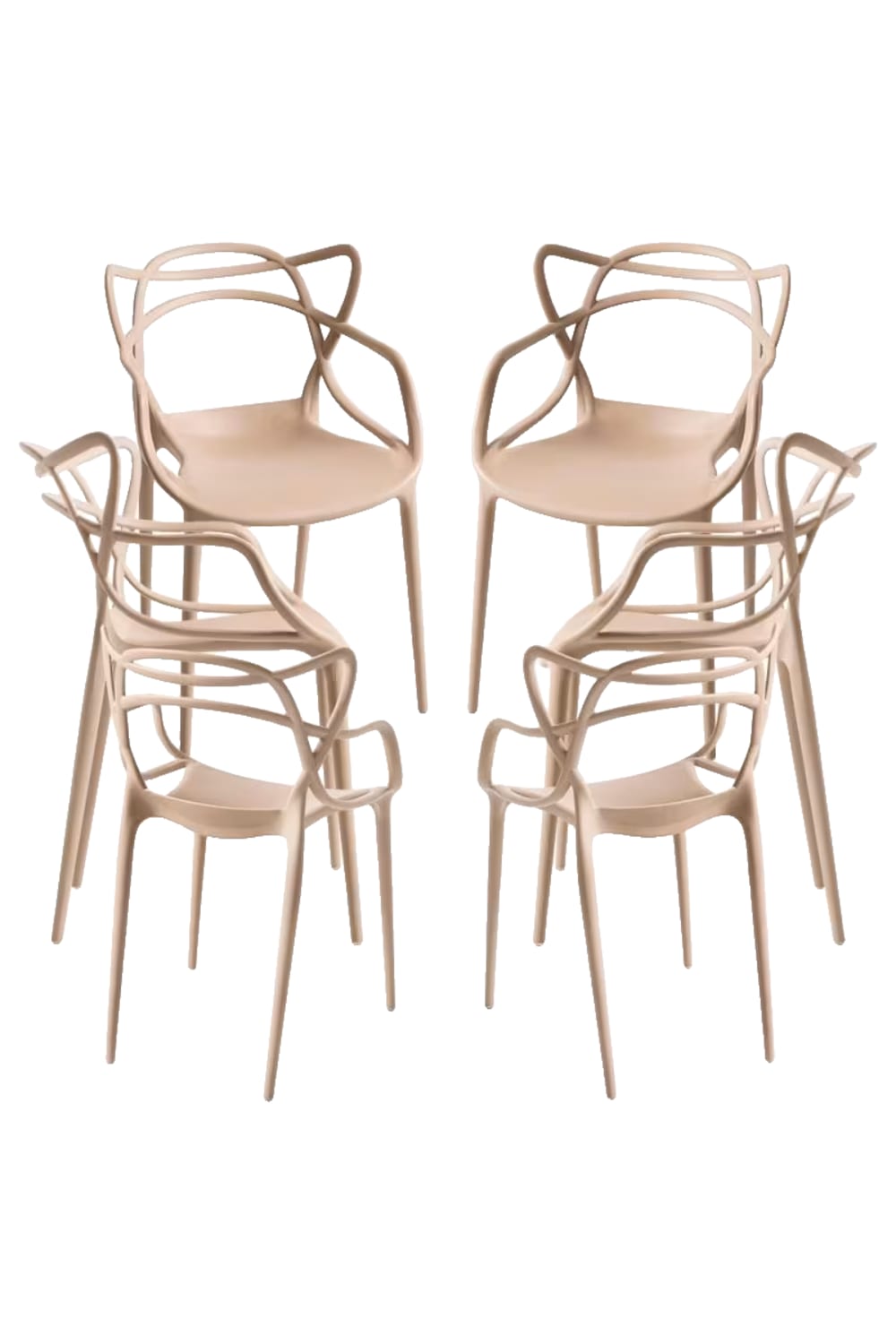 Pack 6 sillas color beige en polipropileno