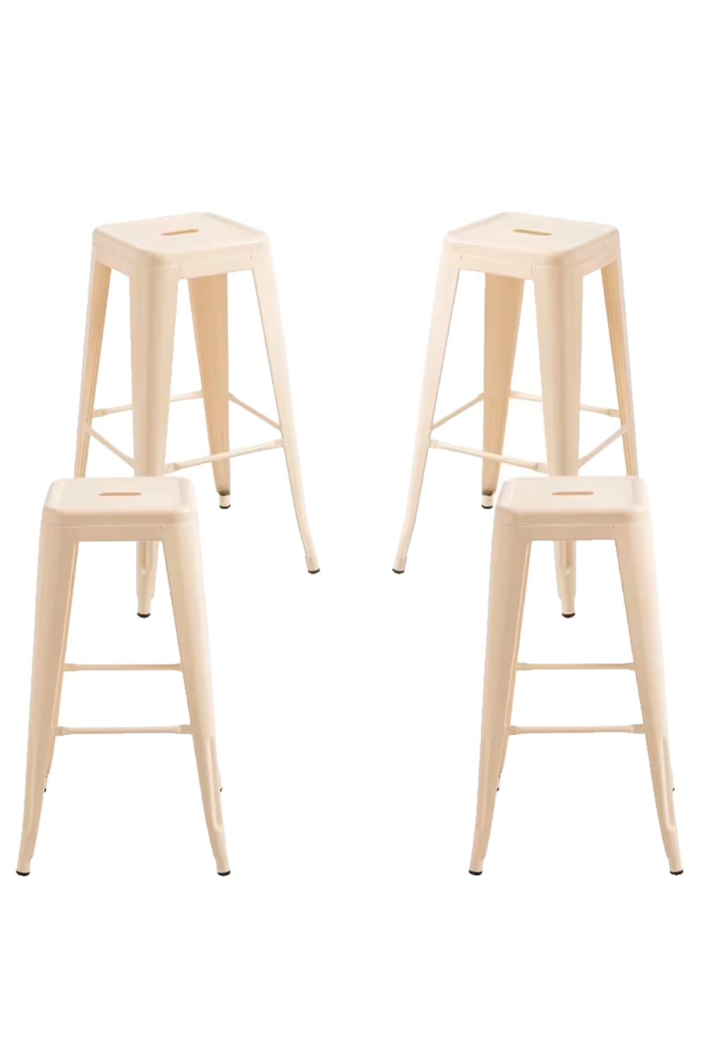 Pack 4 taburetes color beige en acero reforzado