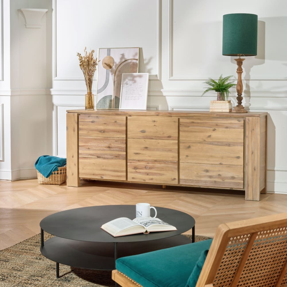Buffet en acacia 2 portes et 2 tiroirs beige - Maisons du Monde