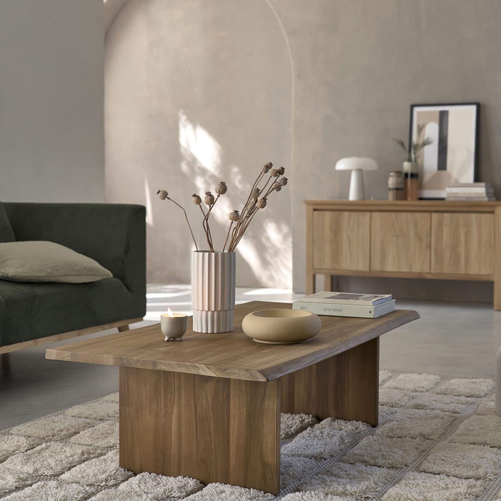 BERAH GETAH Couchtisch aus massivem Teakholz style modern Beige