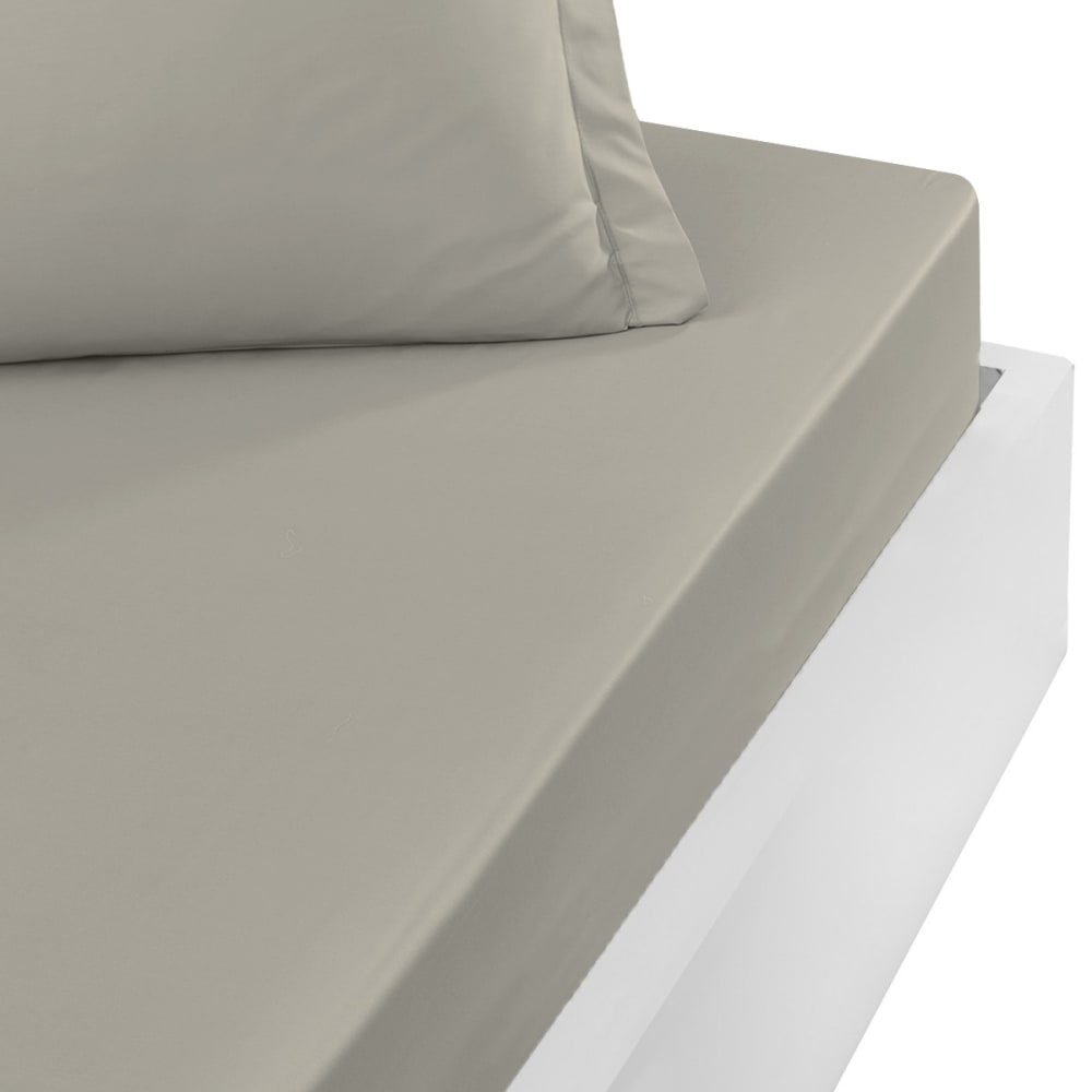 Drap housse en percale bonnet 40cm Gris Perle 140x190 cm