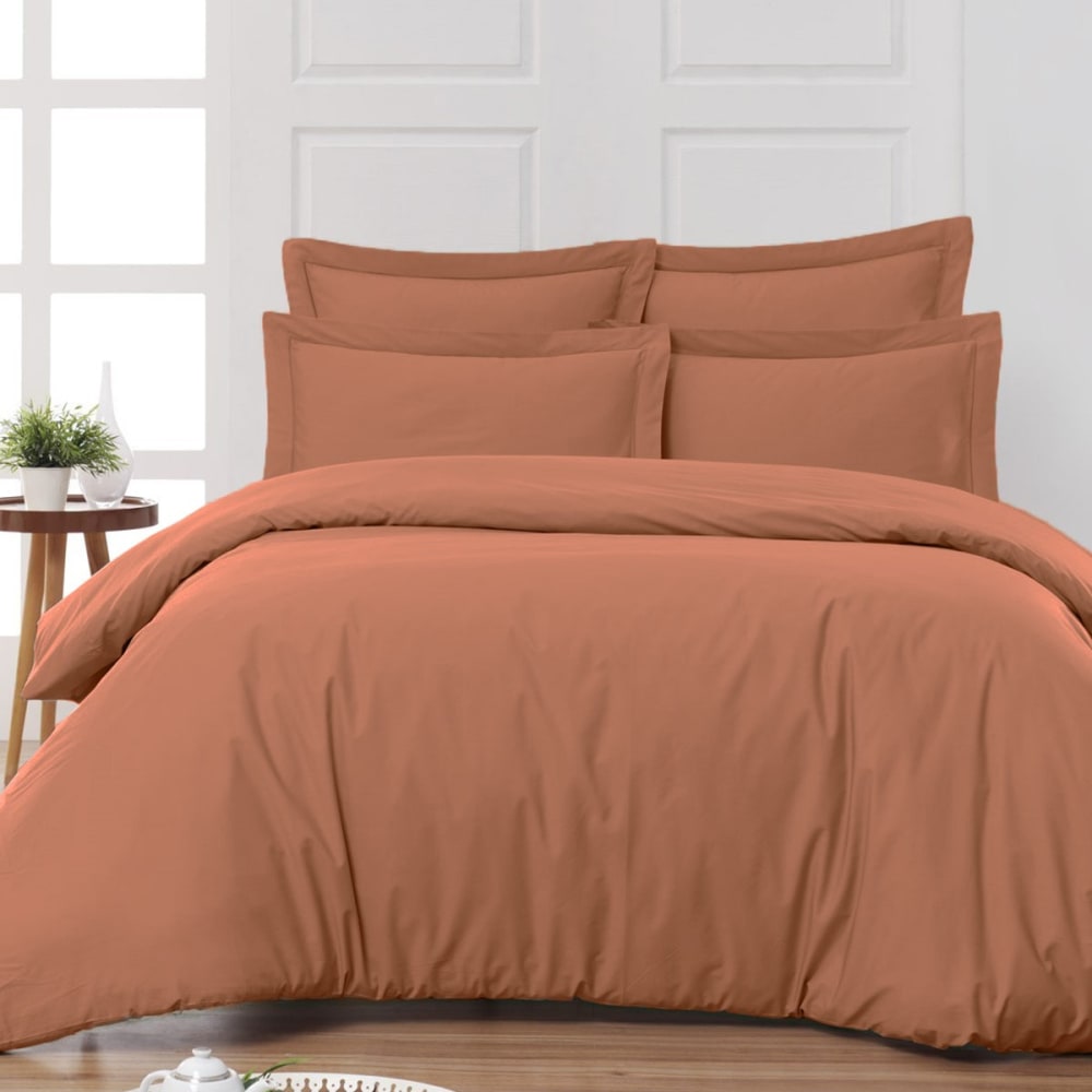Drap housse en percale de coton brique 90x190 cm — vue 3