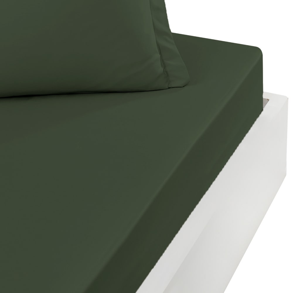 Drap housse en percale bonnet 40cm Eucalyptus 90x200 cm