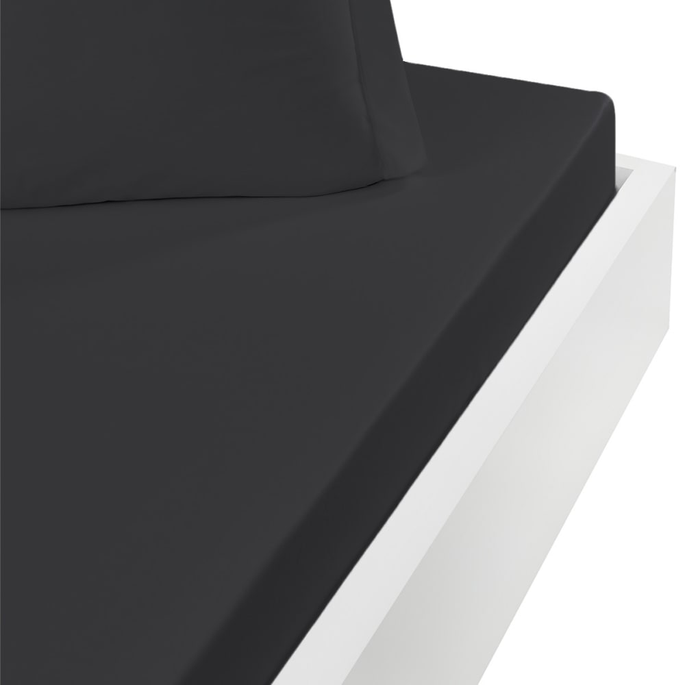 Drap housse flanelle coton bonnet 30 cm Anthracite 160x200 cm