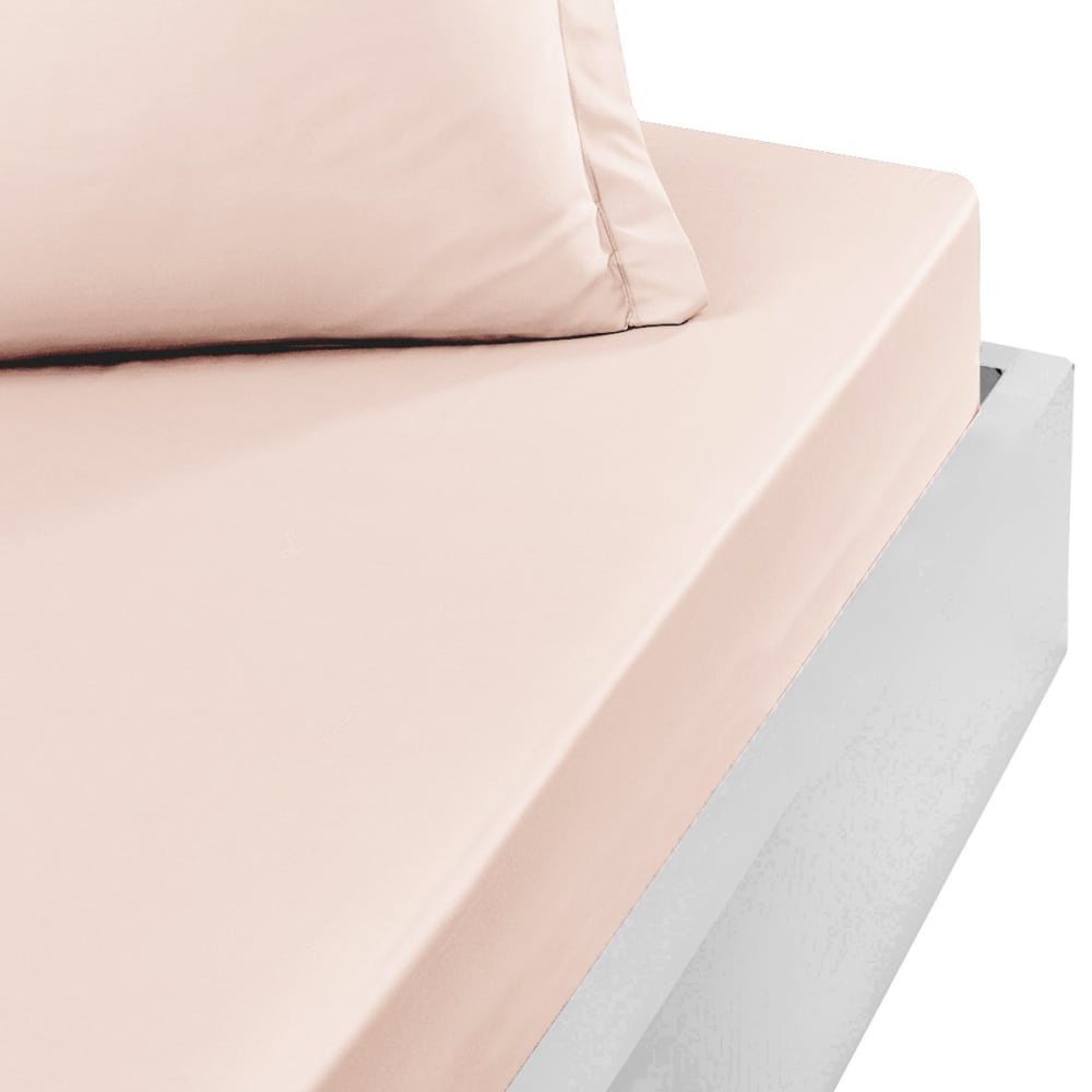 Drap housse en percale bonnet 40cm Poudre 160x200 cm