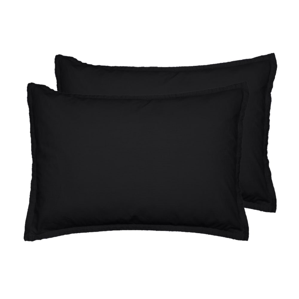 Lot de 2 taies d'oreiller en flanelle de coton Anthracite 50x70 cm