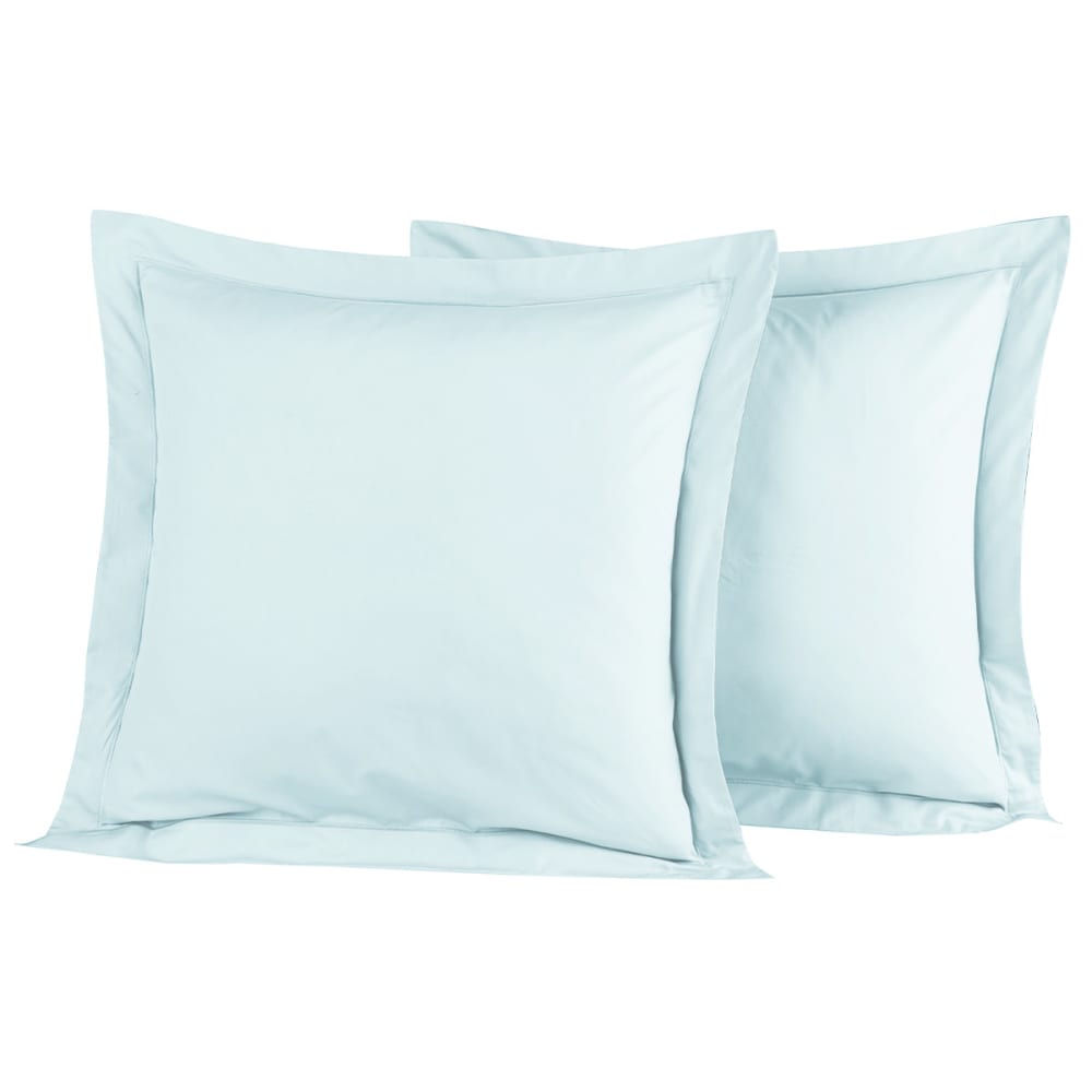 Sensei Maison Llot de 2 taies d'oreiller en percale de coto nuage 65x65 cm style classique chic Bleu Certifié Oeko-Tex Coton