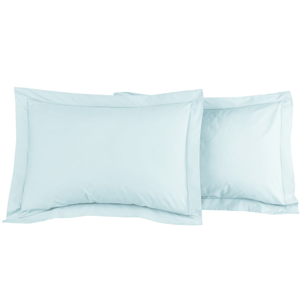 Sensei Maison Llot de 2 taies d'oreiller en percale de coto nuage 50x70 cm style classique chic Bleu Certifié Oeko-Tex Coton