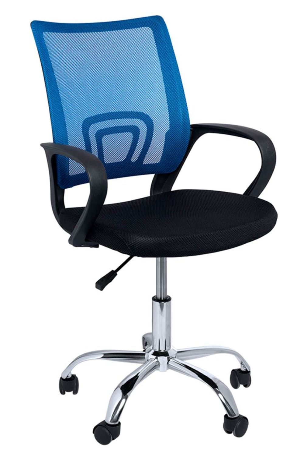 Silla en color azul y negro de estilo home office en tela