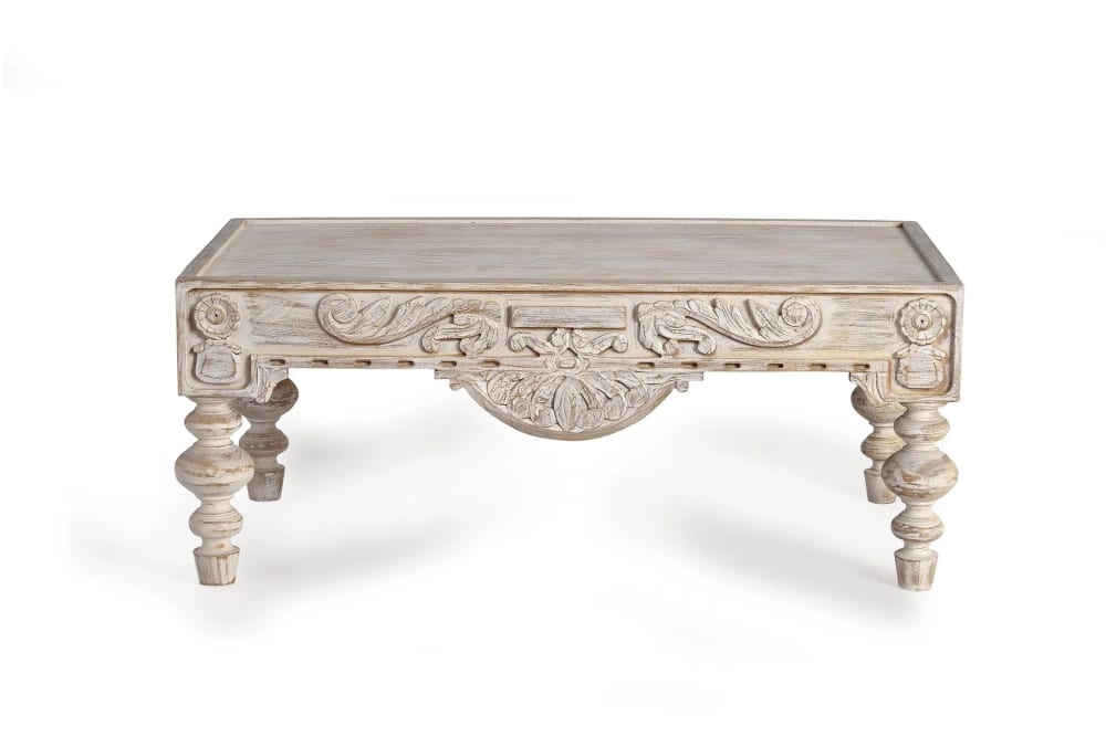 Mesa de centro de madera de mango tallada