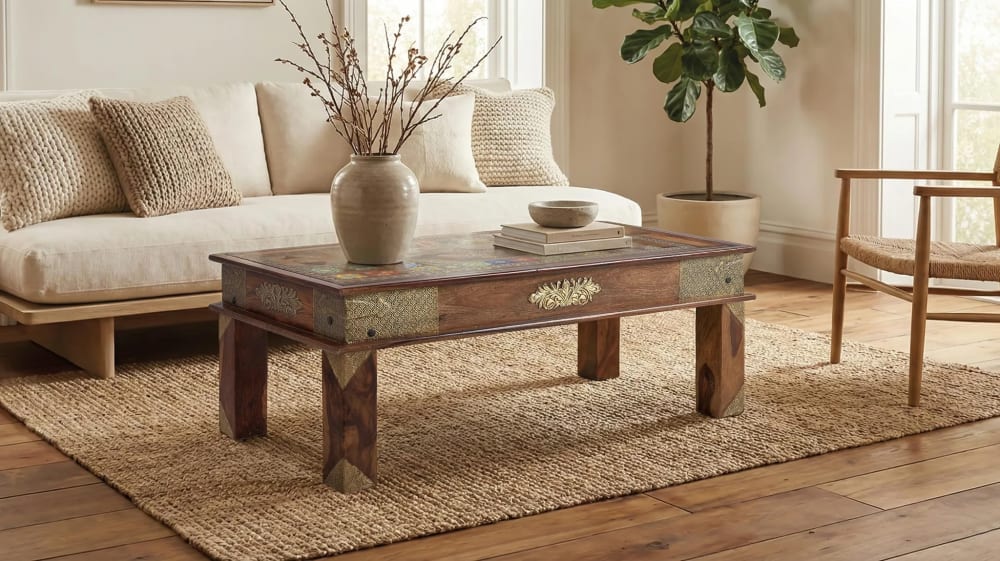 Mesa centro con detalles de azulejos - Maisons du Monde