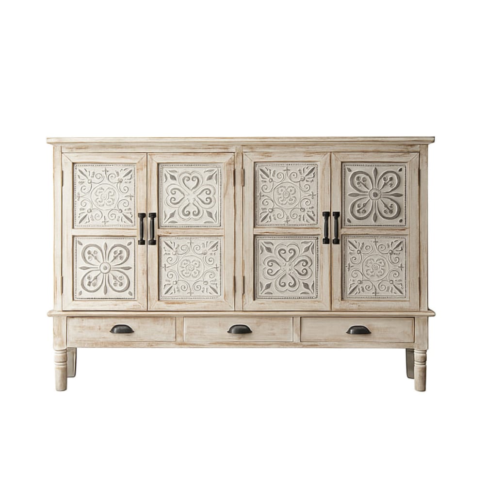 Buffet en bois de sapin blanchi patiné