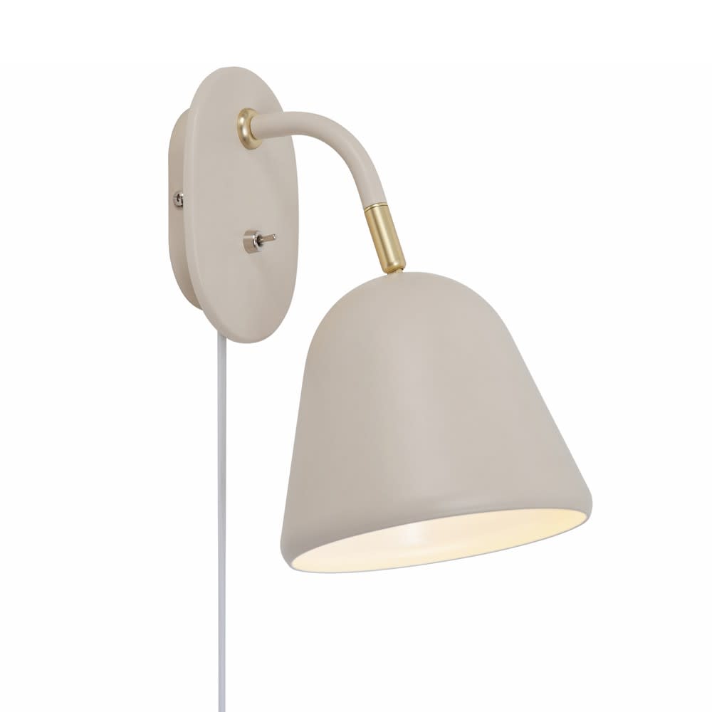 Aplique de pared elegante beige y dorado orientable con interruptor