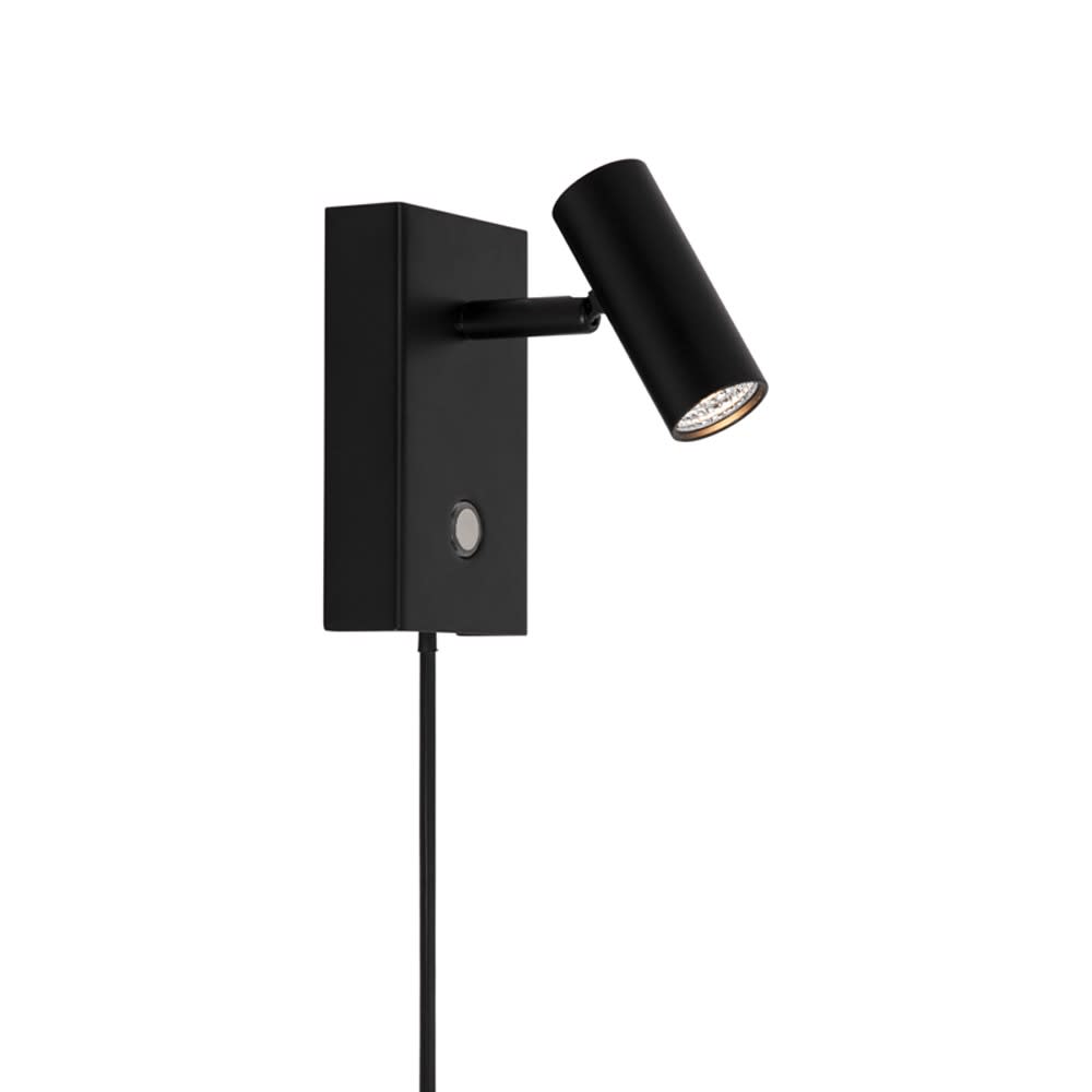Aplique de pared led minimalista negro orientable con interruptor