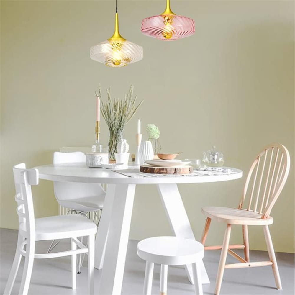 Suspension led verre diamètre 20cm rose — vue 3