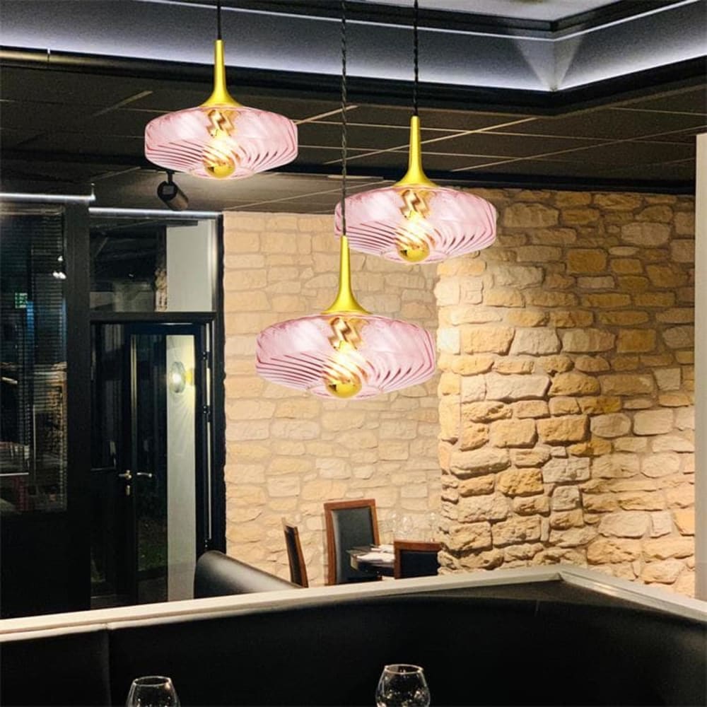 Suspension led verre diamètre 28cm rose — vue 3