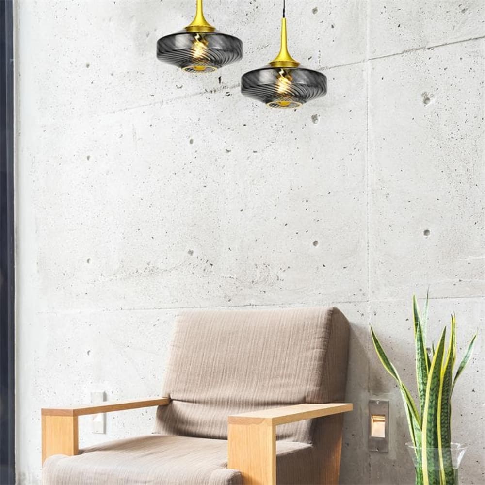 Suspension led verre diamètre 20cm gris — vue 3