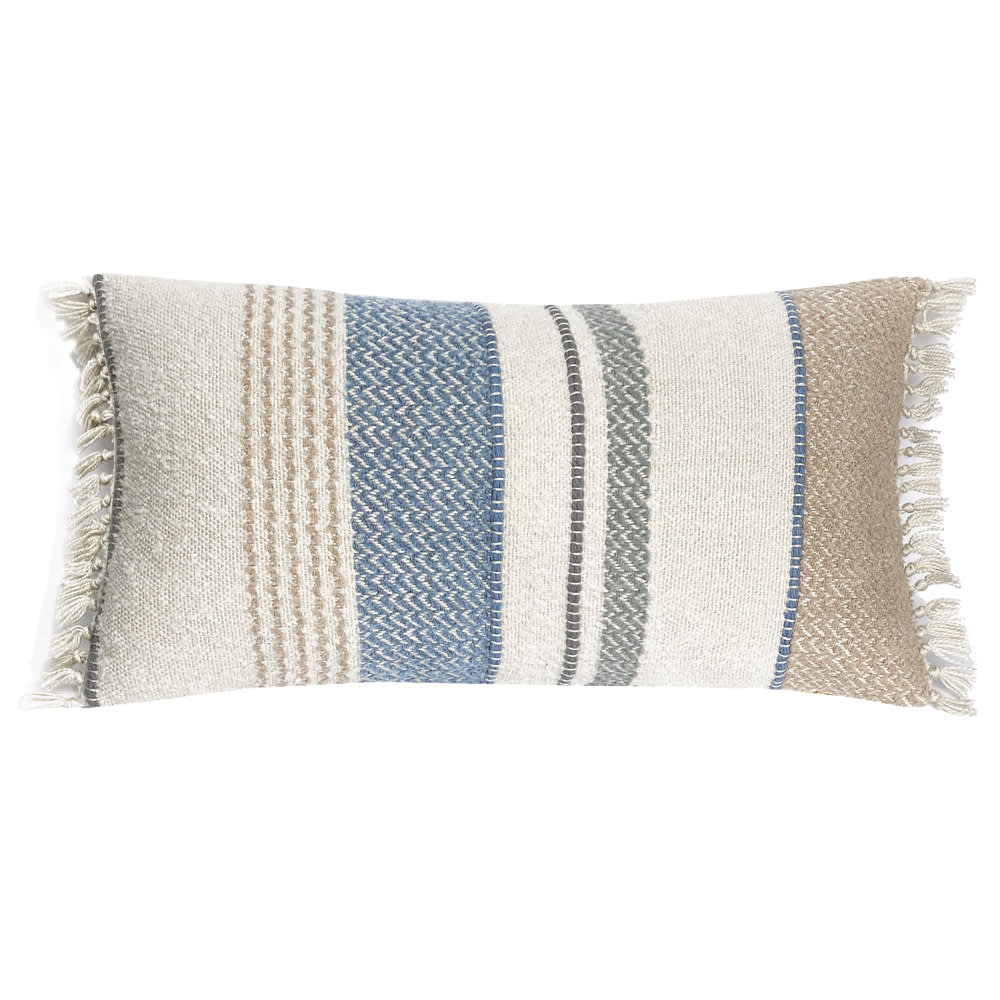 Multicolore boucle coussin laine et acrylique 37x70
