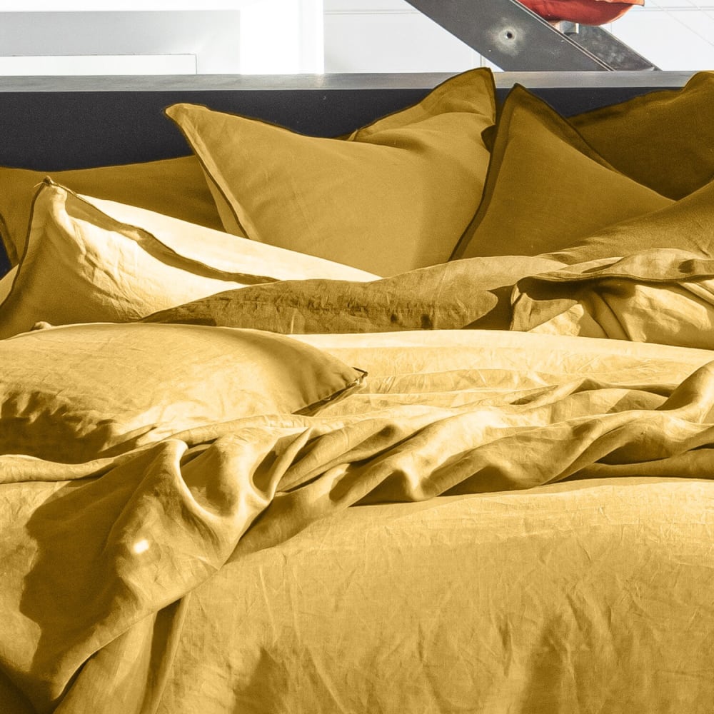 Housse de couette lin curry 155x220 cm — vue 3