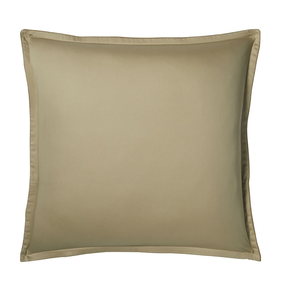 Taie d'oreiller en satin de coton bio kaki 65x65