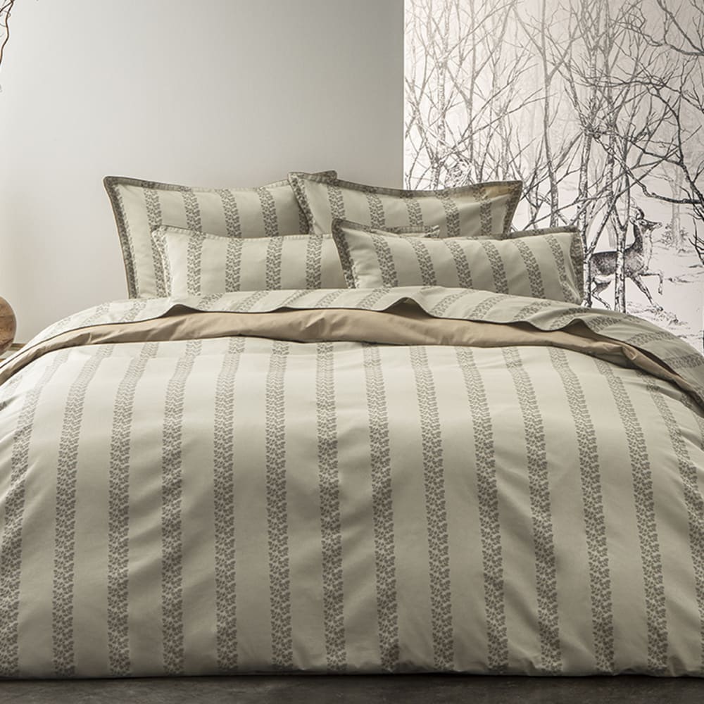 Housse de couette en satin de coton bio kaki 240x220