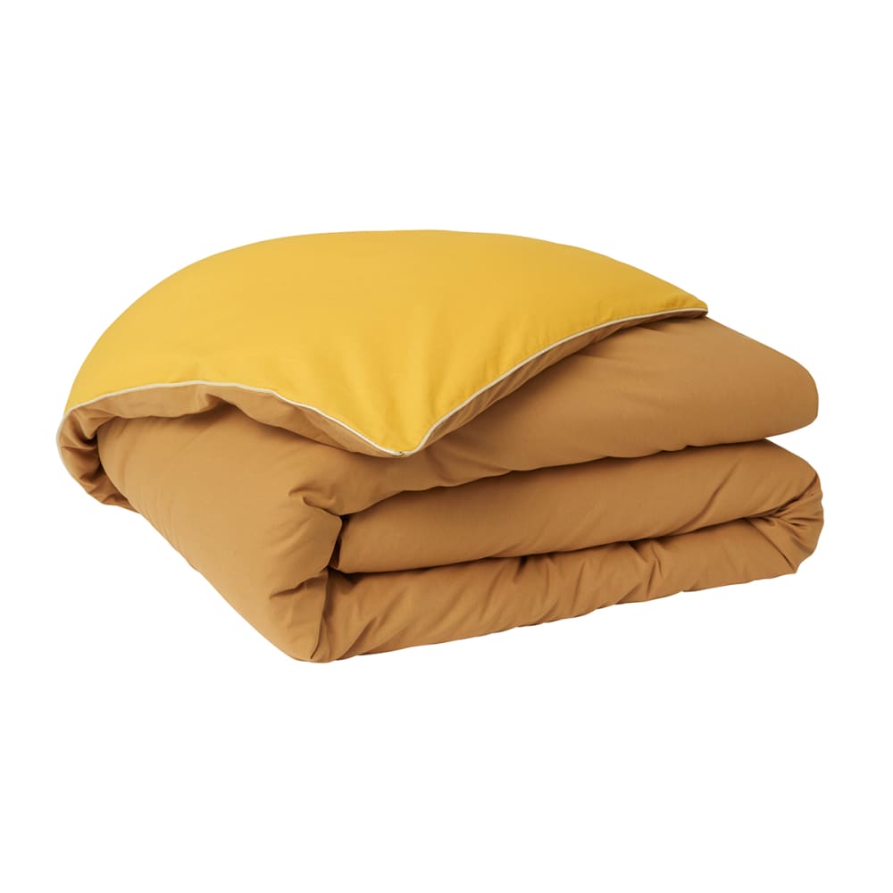Housse de couette bicolore en coton jaune 260x240 — vue 3