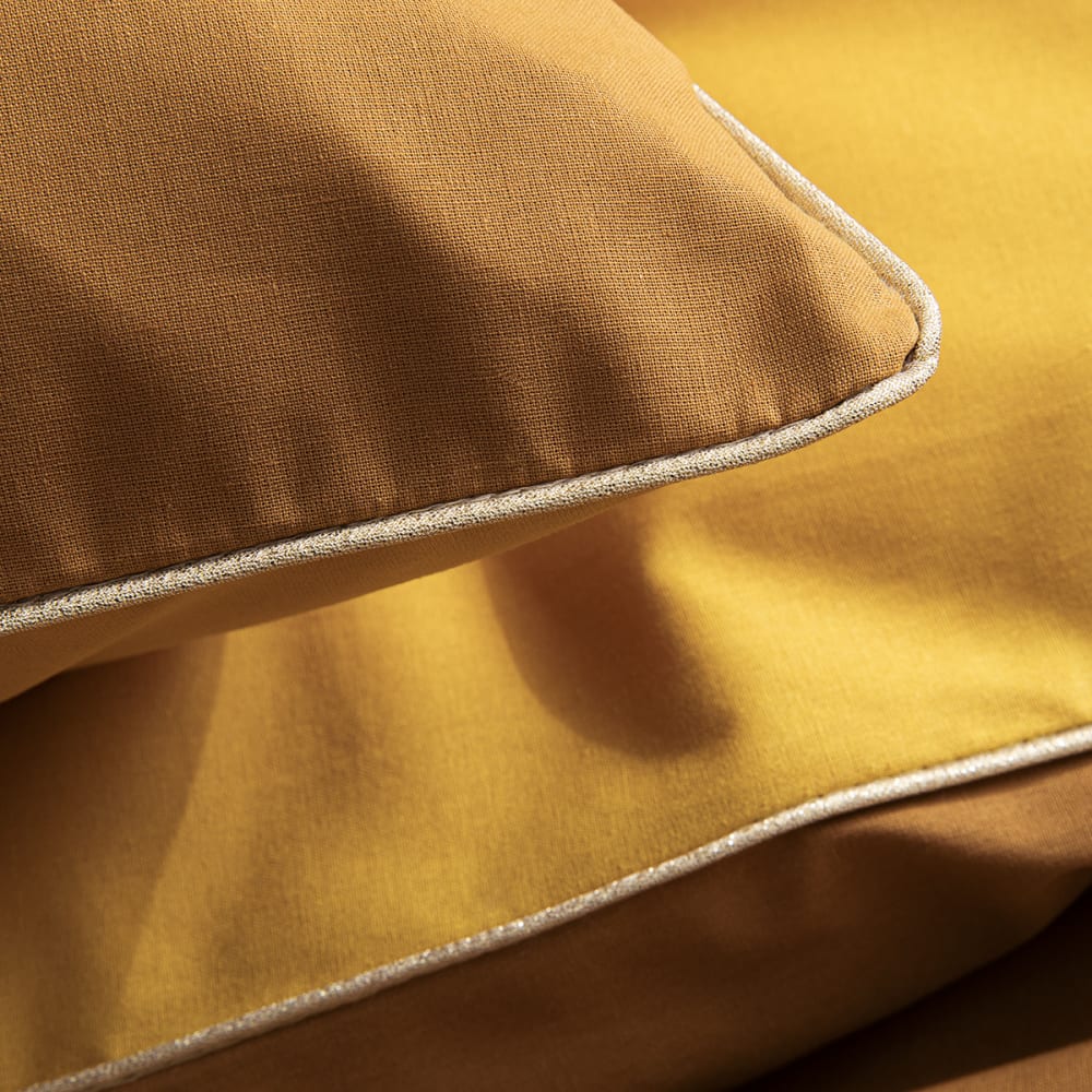 Housse de couette bicolore en coton jaune 260x240 — vue 4