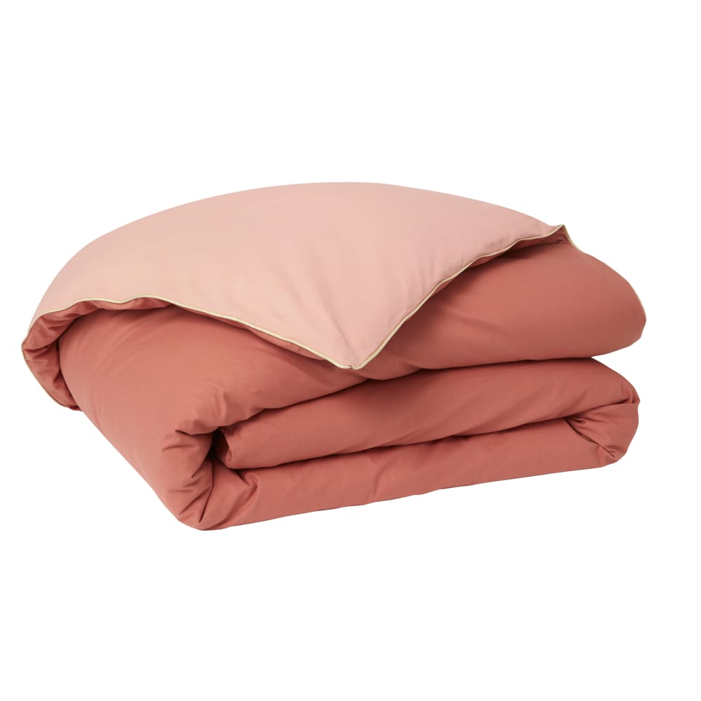 Housse de couette bicolore en coton rose 260x240 — vue 3